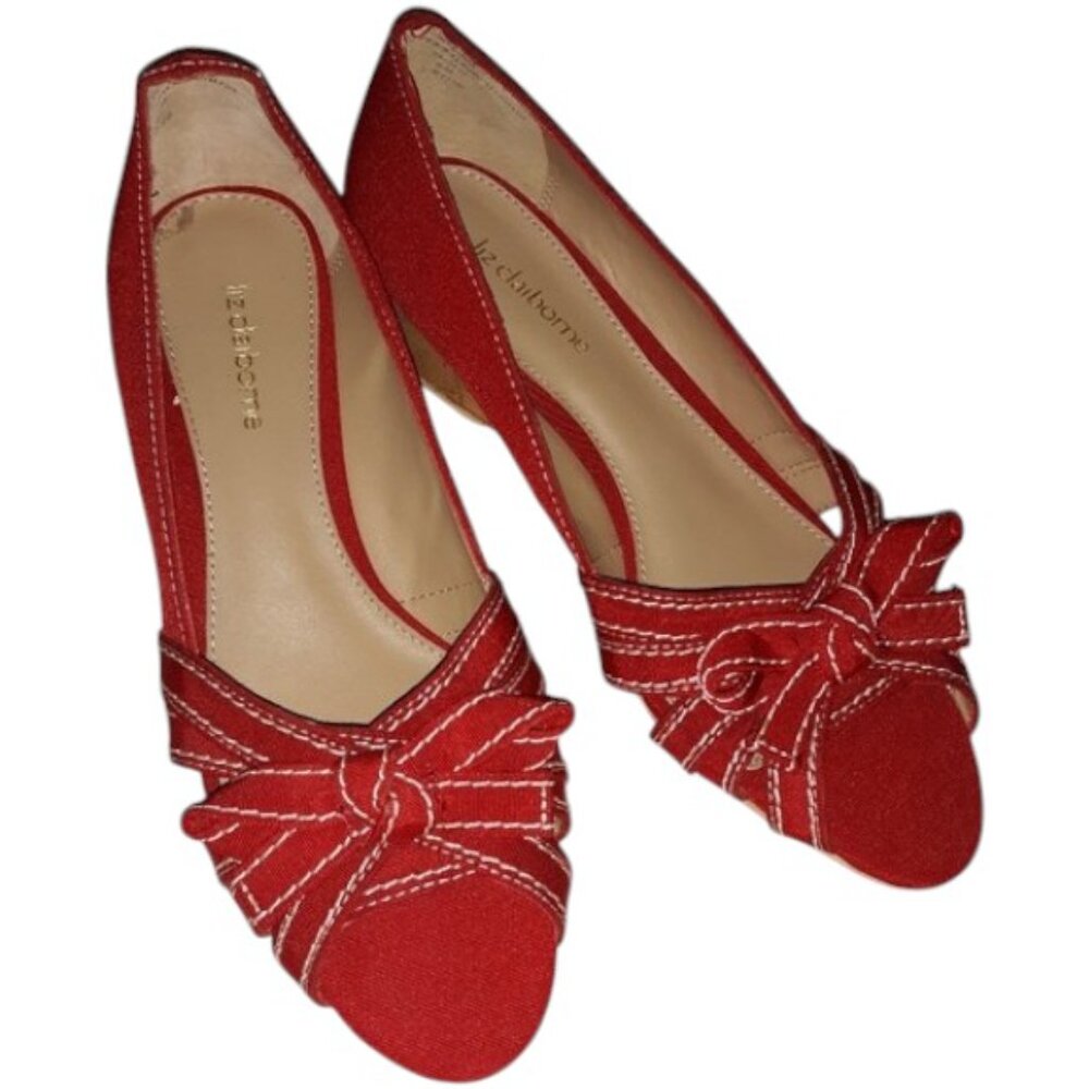 Fabric Wedge Heels with Bow Accent - New!